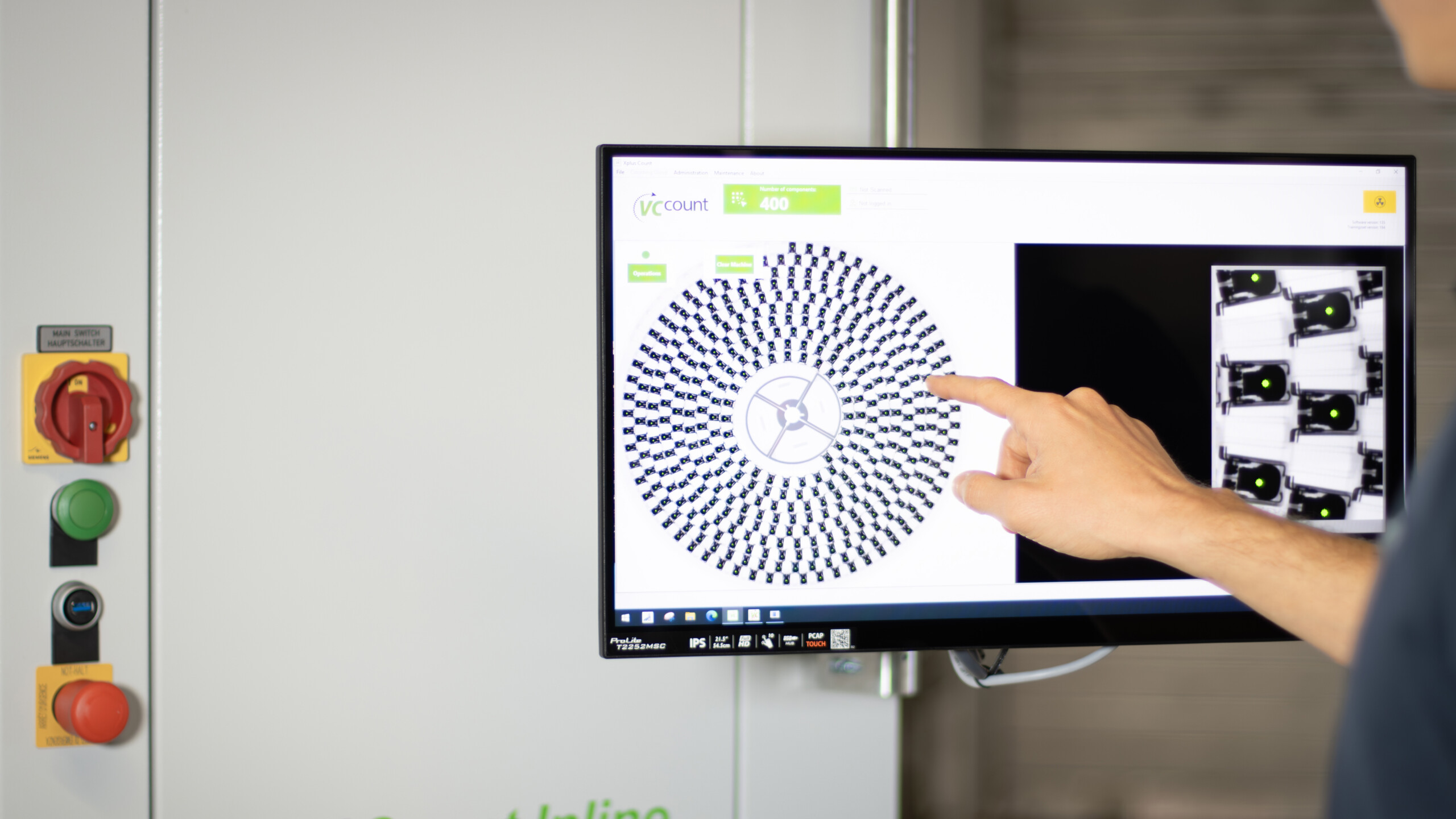 X-ray image evaluation on the screen of a VCcount system