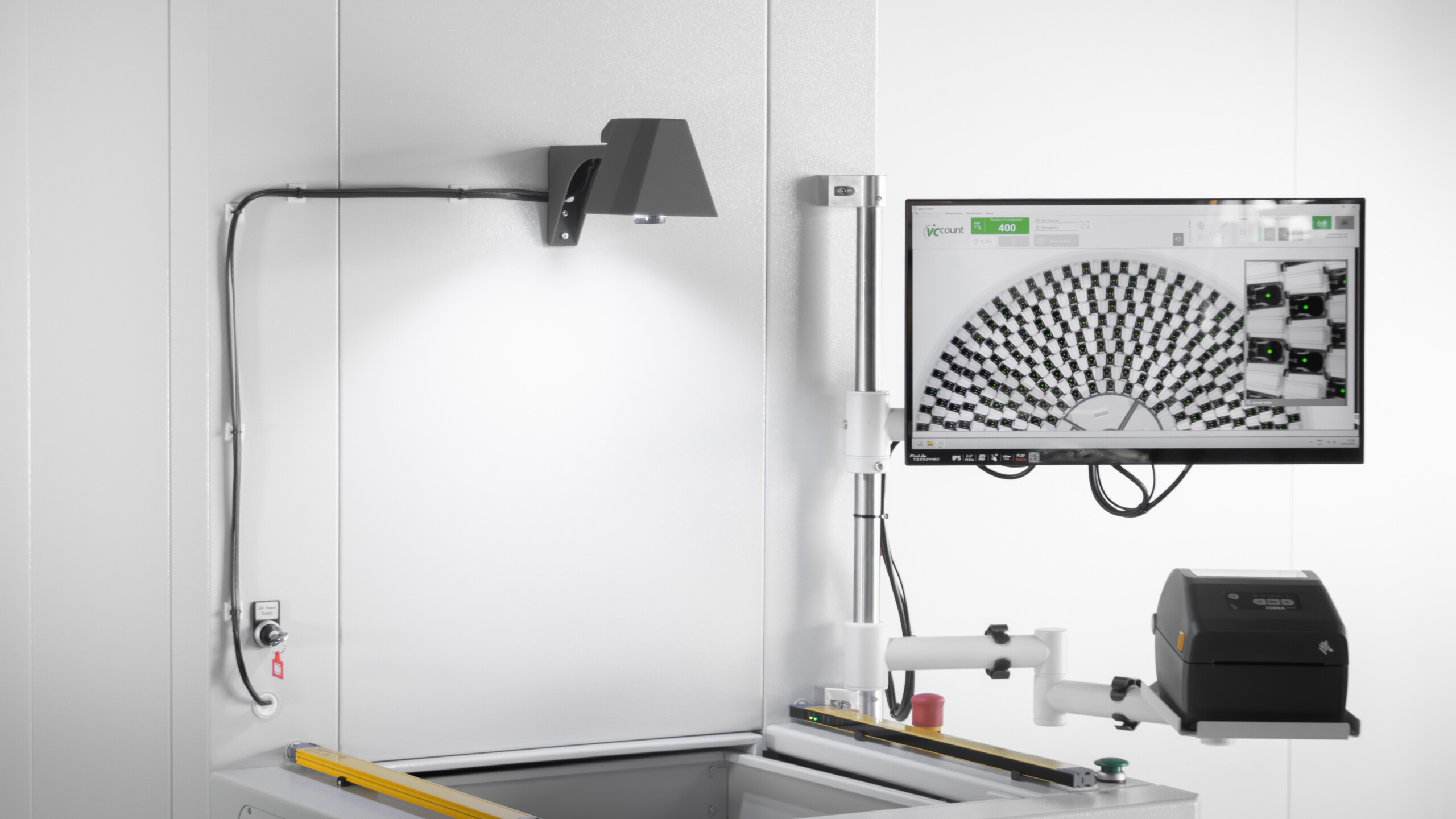 VCcount camera, screen and lable printer